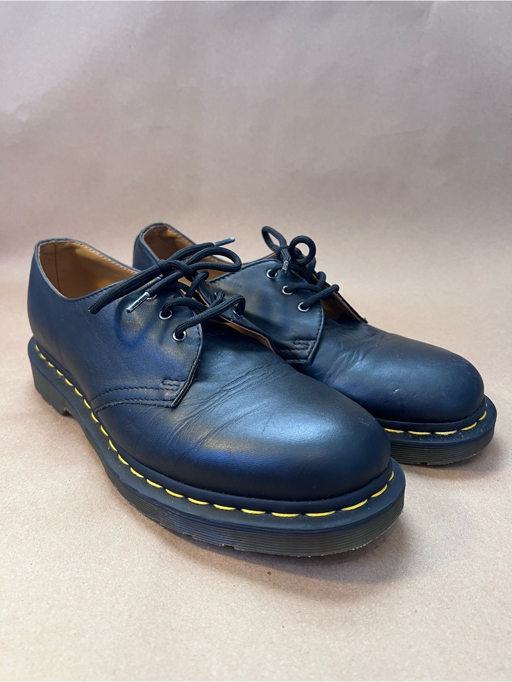 Dr. Martens 1461 Oxford, Black Leather, Yellow Stitching, Chunky Sole